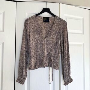 Blue Life Leopard Wrap Blouse